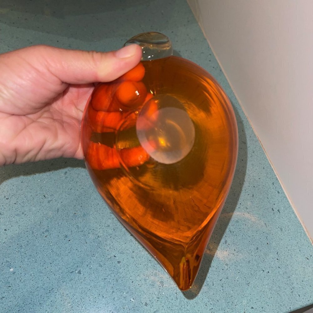 Art Glass MCM Orange Clear Glass Swan Ashtray - Picture 5 of 10